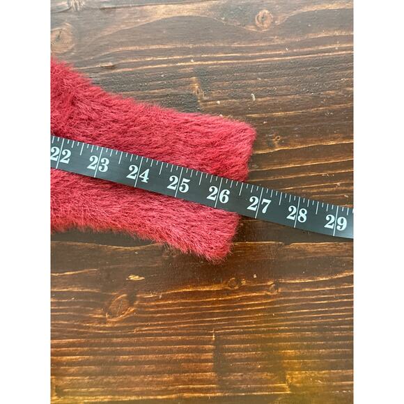 90s Y2K Bebe Fuzzy Sweater M Burgundy Rhinestone Spell-out Going Out Top - Picture 12 of 14